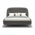 Lit double en tissu gris avec tête de lit rembourrée 200 x 160 x 100cm