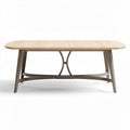 Table à manger en bois clair diamètre 200 x 100 x 75cm avec pieds en métal
