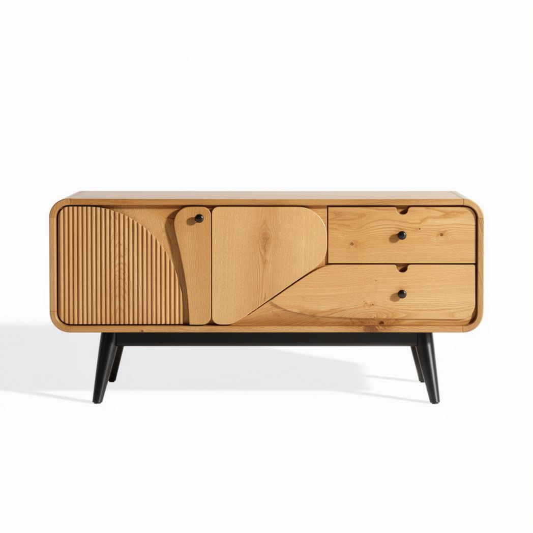 Meuble de rangement en bois de hêtre 120 x 40 x 60 cm avec tiroirs