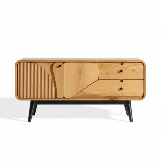 Meuble de rangement en bois de hêtre 120 x 40 x 60 cm avec tiroirs