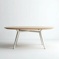 Table ovale en bois de chêne et métal blanc 160 x 80 x 75cm