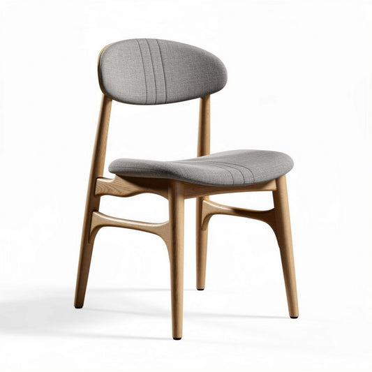 Chaise en bois avec assise en tissu gris dimensions 45 x 45 x 80cm