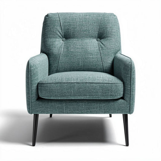 Fauteuil en tissu gris-vert avec pieds en métal noir dimensions 75 x 80 x 85cm