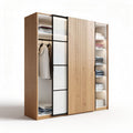 Armoire en bois avec portes coulissantes et étagères 200 x 60 x 210cm